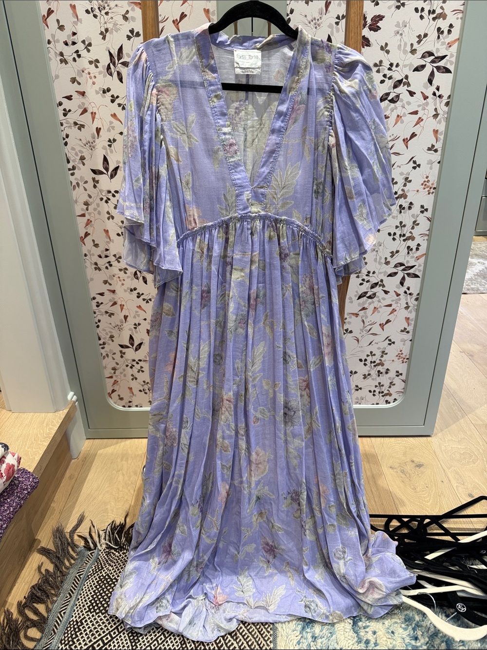 Floral Lavender V-Neck Maxi slip Dress